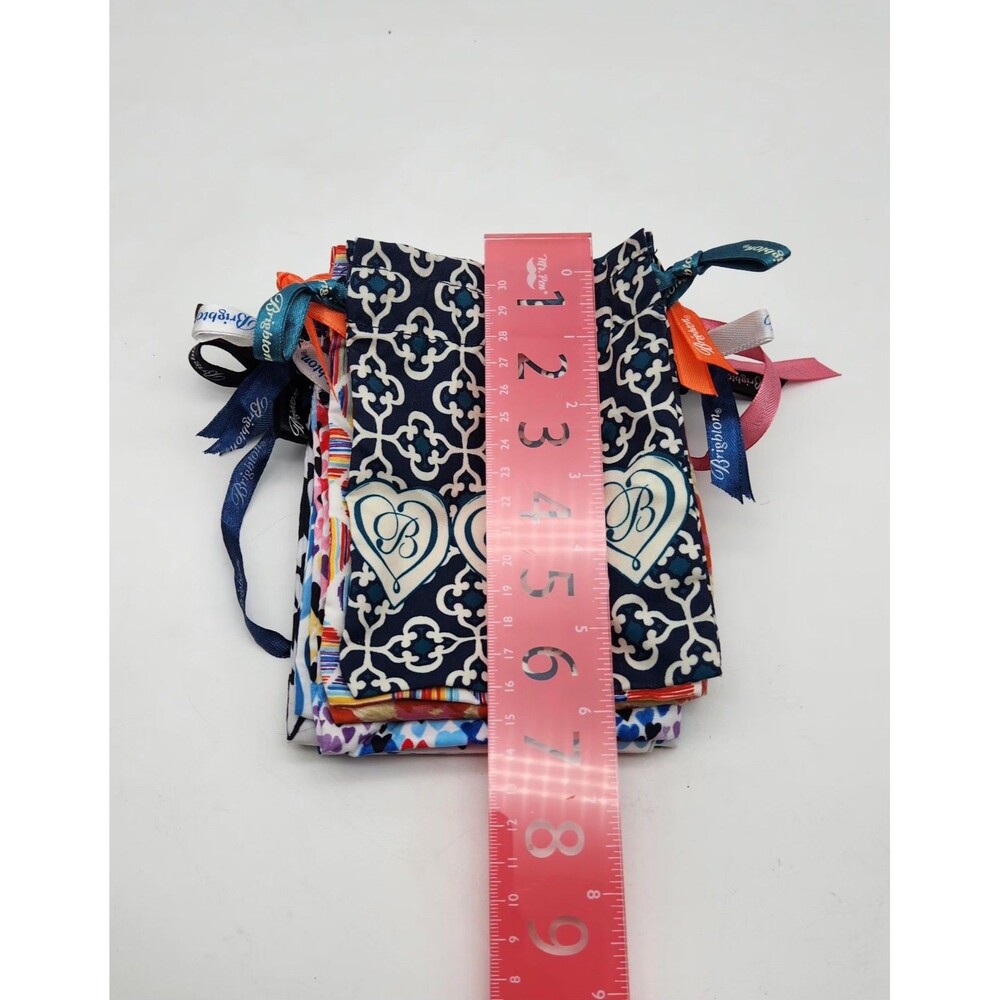 Lot Of 9 Brighton Cloth Fabric Jewelry Storage Bags #1 Hearts Drawstring Pouch - Picture 8 of 9